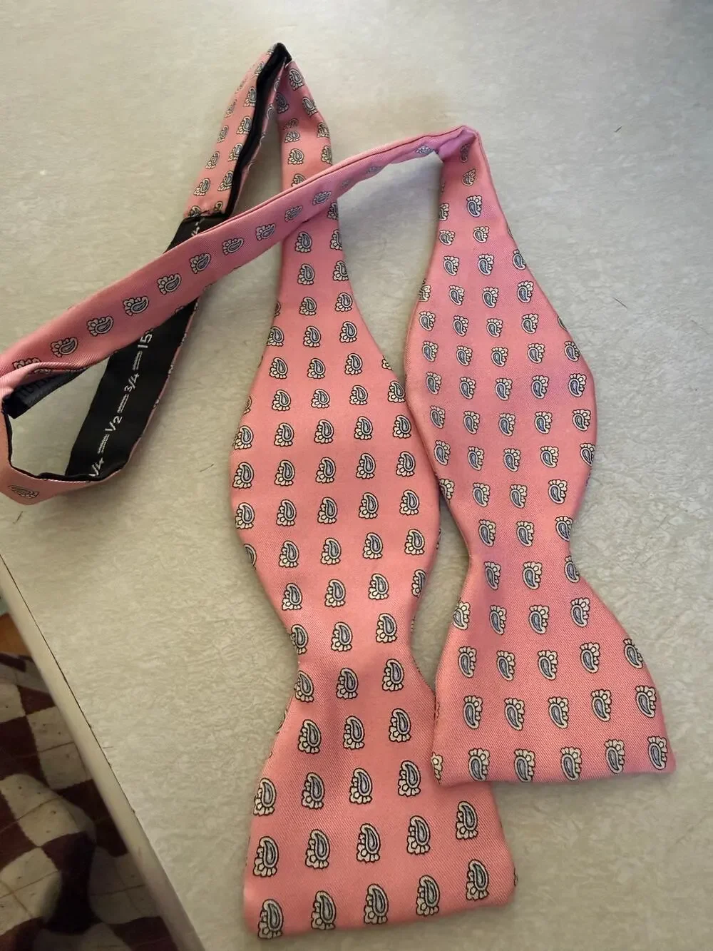 Vintage Hilditch & Key Pink Silk Bow Tie London